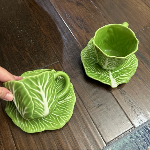 Threshold 10 fl oz Stoneware Spring Cabbage Easter Teacup & Saucer Set Of 2 - Picture 1 of 7